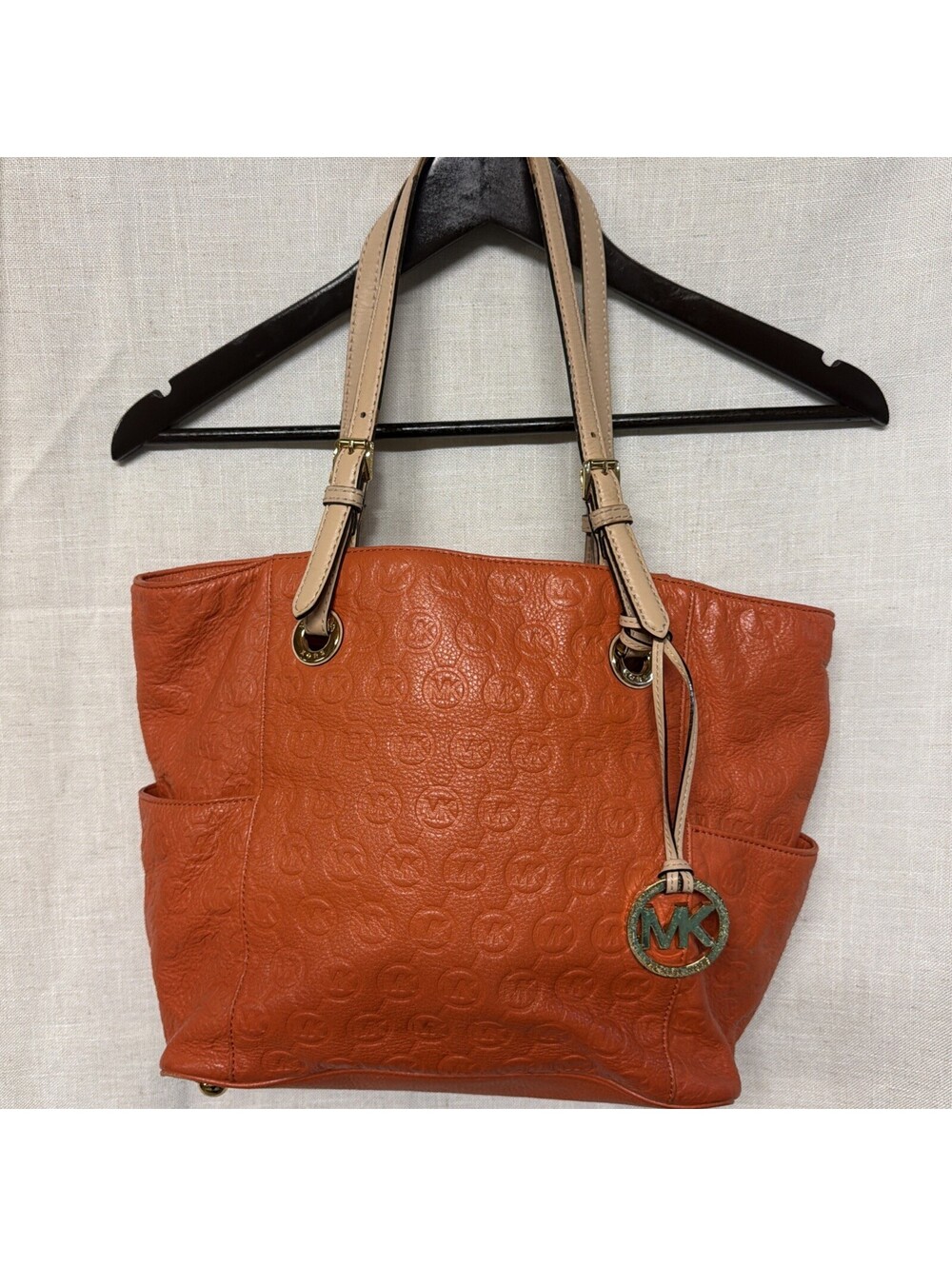 Pumpkin Picking Pocketbook with Michael Kors Orange Leather Logo Bag